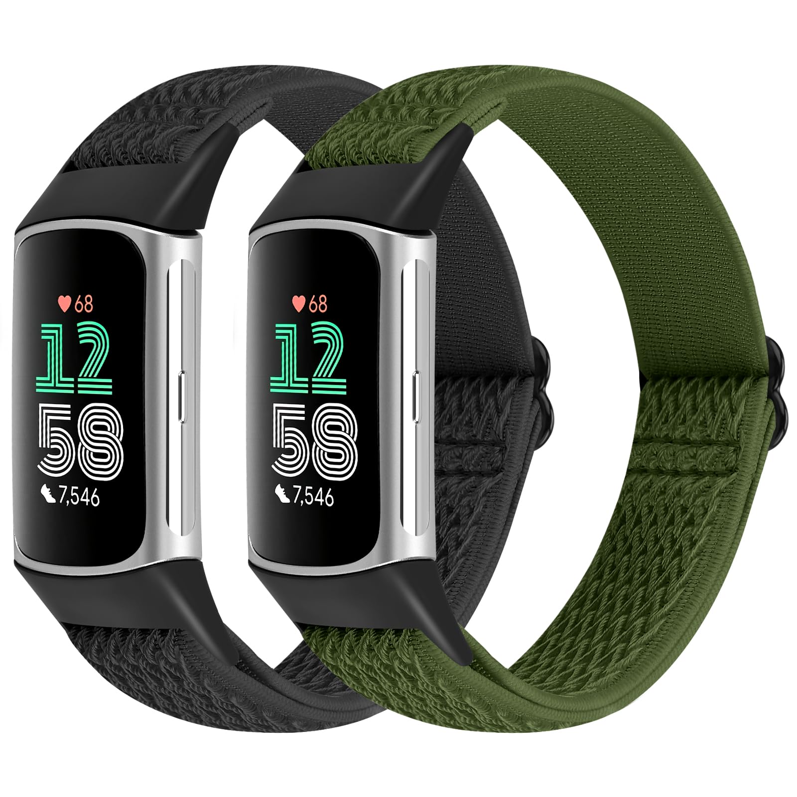 KIBDSNG Elastic Nylon Straps Compatible with Fitbit Charge 6/Fitbit Charge 5, Soft Adjustable Sport Replacement Bands for Women Men