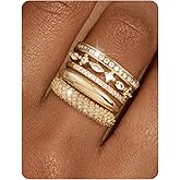 SOLEVAN Stackable Gold Rings for Women Non Tarnish Chunky 14K Gold Plated Stacking Cubic Zirconia Engagement Thumb Ring Set Stack Pack Statement Wedding Band Rings Promise Rings Gold Jewelry