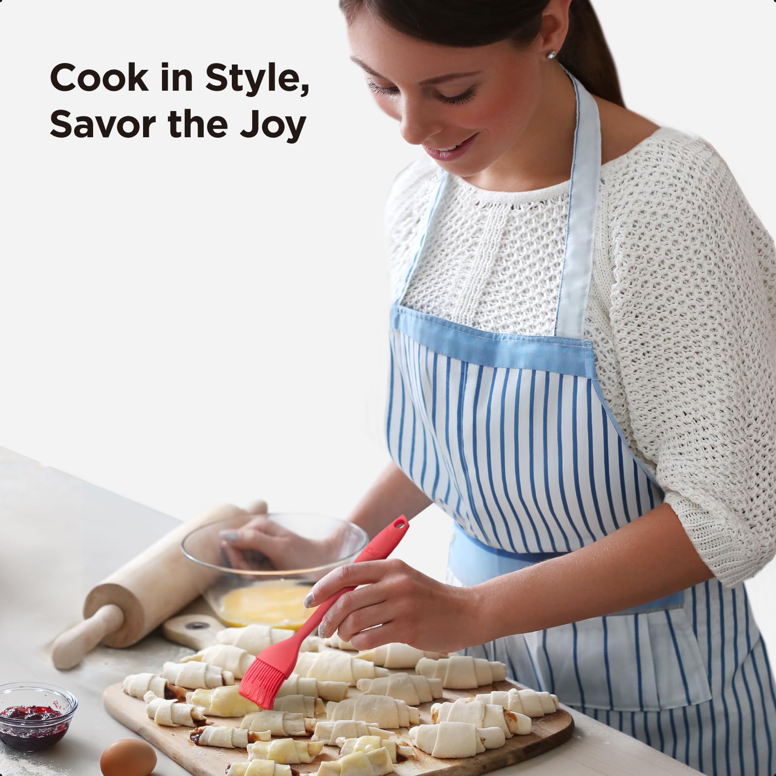 Kitchen Mama WaltzGrip Platinum Silicone Basting Pastry Brush: Set of 2 Heat-Resistant Brushes for Cooking, Baking, Grilling, and Spreading Oil or Butter - Dishwasher-Safe (Red)