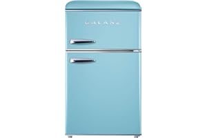 Galanz GLR31TBEER Retro Compact Refrigerator with Freezer Mini Fridge with Dual Doors, Adjustable Mechanical Thermostat, 3.1 Cu Ft, Blue