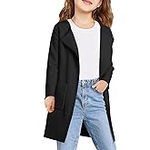 Haloumoning Girls Open Front Cardigan Casual Long Sleeve Knit Sweater Kids Fall Solid Cute Outerwear Coat 5-14Y