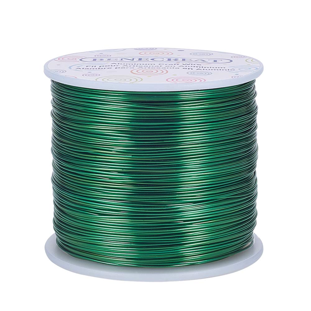 BENECREAT 20 Gauge (0.8mm) Aluminum Wire 770FT (235m) Anodized Jewelry Craft Making Beading Floral Colored Aluminum Craft Wire - Green
