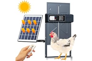 VOOPEAK Automatic Chicken Coop Door Solar Powered, LCD Display Automatic Chicken Door with Timer, Remote Control, Anti-Pinch, Durable Aluminum Alloy Auto Chicken Door, Charge with Solar Panel & USB