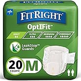 FitRight Extra+ Adult Diapers, Disposable Incontinence Briefs, Leak-Proof Diaper, Absorbent Briefs For Men and Women, Maximum Protection, Medium, 32 – 44 in, 20 briefs per bag