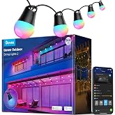 Govee Smart Outdoor String Lights 2, 144ft RGBIC Patio Lights with 45 Bulbs | Dimmable Warm White LED Bulbs, IP65 Waterproof, 47 Scene Modes for Backyard, Balcony, Work with Alexa, App Control