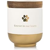 Pearhead Pet Ceramic Forever in Our Hearts Urn, Pet Memorial, Dog Or Cat Keepsake Urn, Rainbow Bridge, Gold