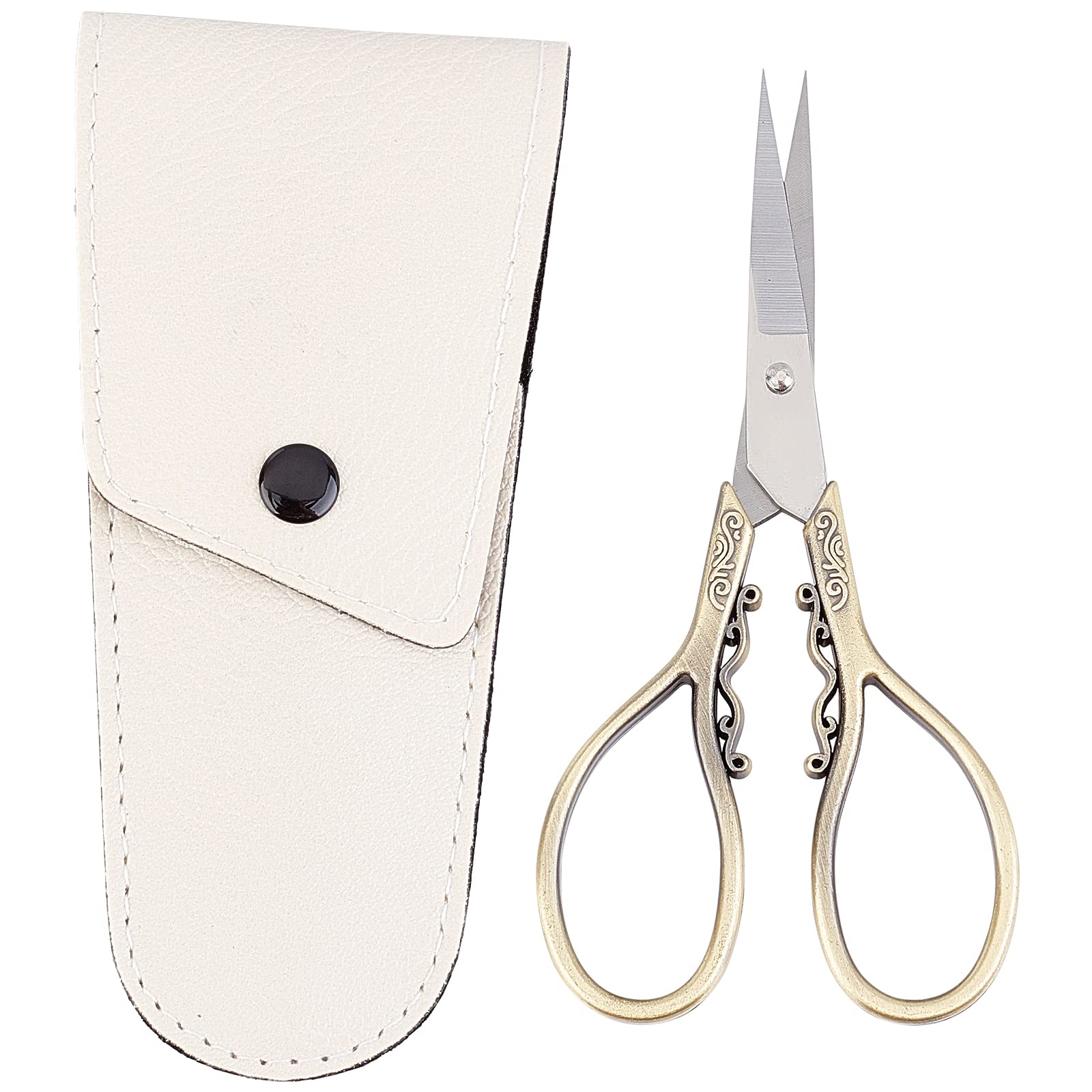 SUNNYCLUE 4.3Inch Embroidery Sewing Scissors Small Precision Detail Alloy Scissors Vintage Shears Sharp Cutter & leather Scissors Tool Holsters for Fabric Paper Cutting Craft Threading Household