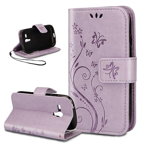 Kompatibel mit Galaxy S3 Mini Hülle,S3 Mini Hülle,Malerei Schmetterling PU Lederhülle Flip Hülle Cover Schale Ständer Etui Ka