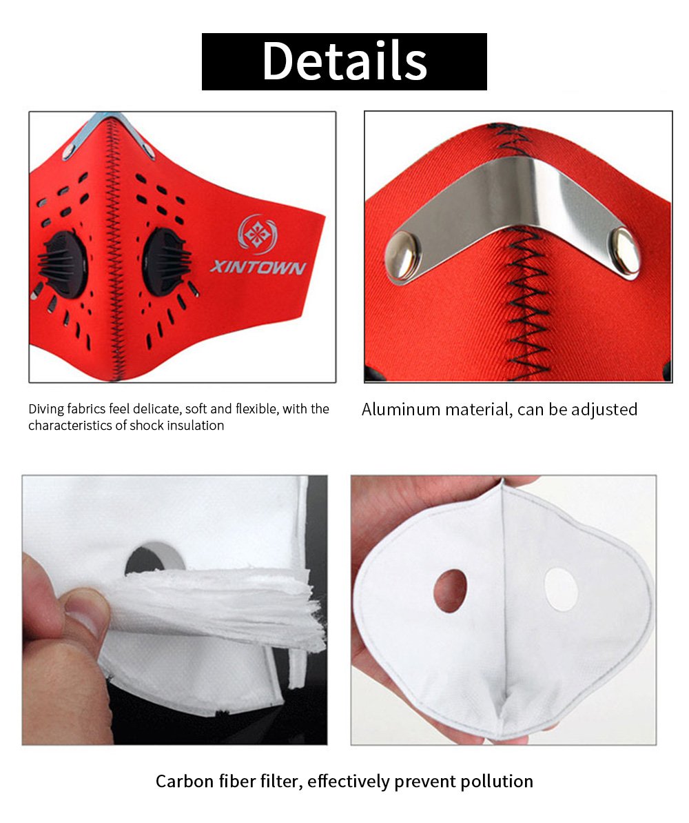 Dust Respirator Mask, Activated Carbon Dustproof Masks with 2 Filter Cotton Sheet and Valves for Breathing, Anti Pollen Allergy and PM2.5 for Cycling, Hiking, Training and House Cleaning