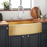 Signature Hardware 441092 Atlas 36" Farmhouse Single Basin Stainless Steel Kitchen Sink - Matte Gold