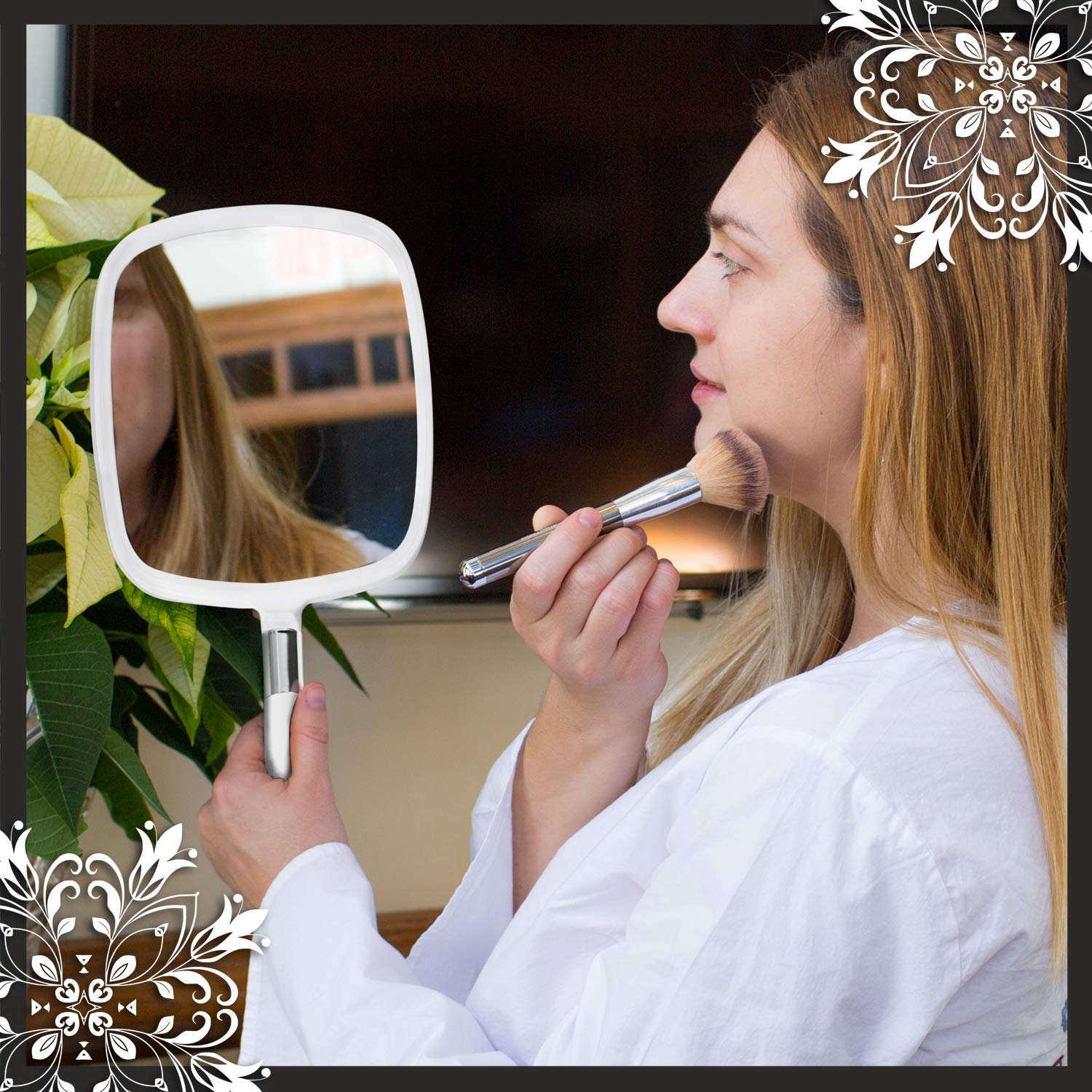 Black Mirrorvana Large & Comfy Hand Held Mirror Bulk Pack of 5 Home