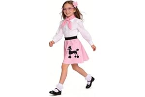 Davsolly 50s Outfit for Girls Poodle Skirt Costume Set for Halloween Birthday Party