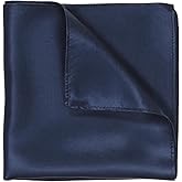 Navy Blue Handkerchiefs Silk Pocket Squares for Men Solid Color Soft Prefolded Suit Accessories Satin Pocket Square for Men