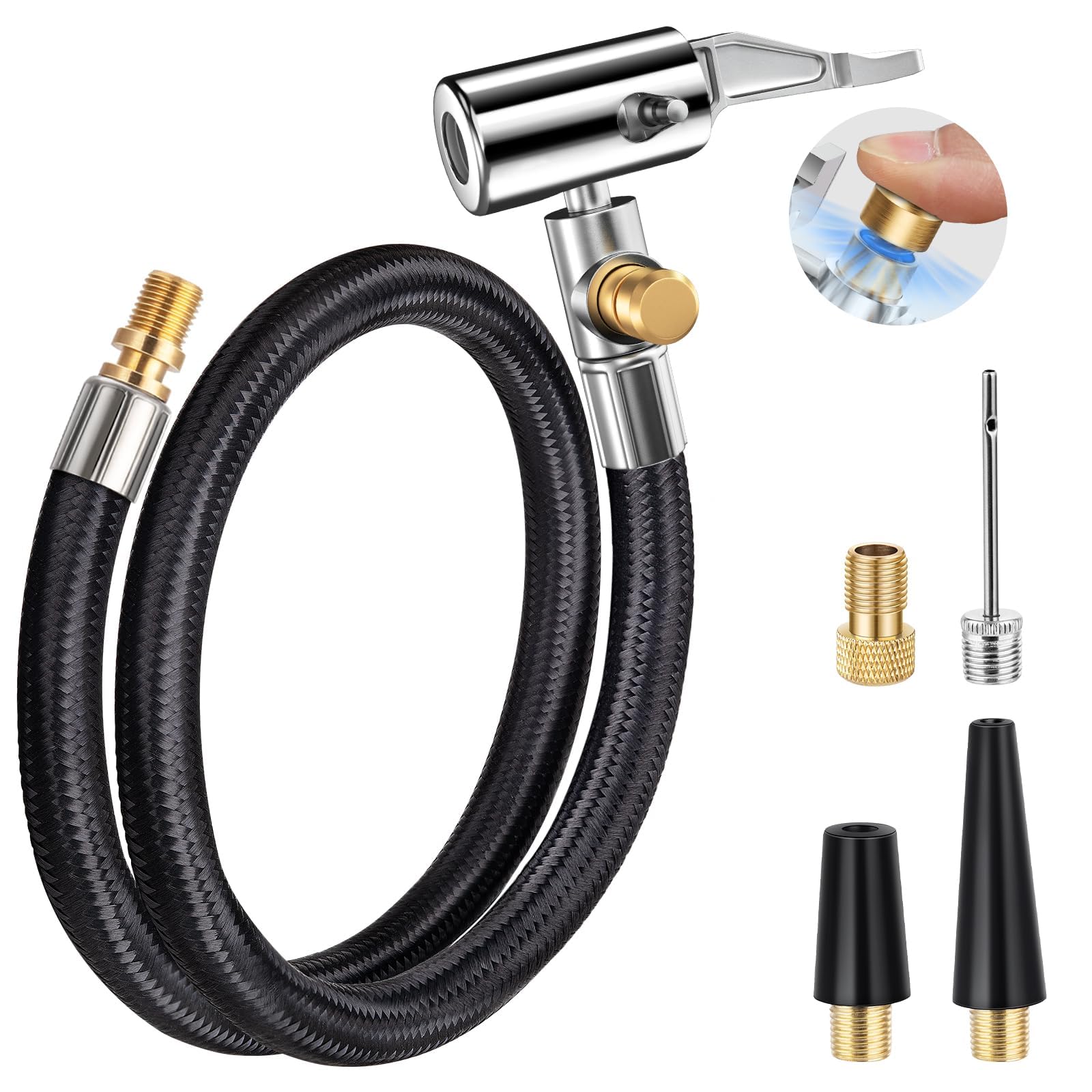 Photo 1 of **MISSING ATTACHMENTS**
LUMITECO 21'' Quick Air Release Extention Hose, Tire Valve Extension Tube w/Presta Valve & Air Pump Ball Needle Set, Air Tire Inflator Pump Hose with Air Chuck Adapter for Portable Air Compressor