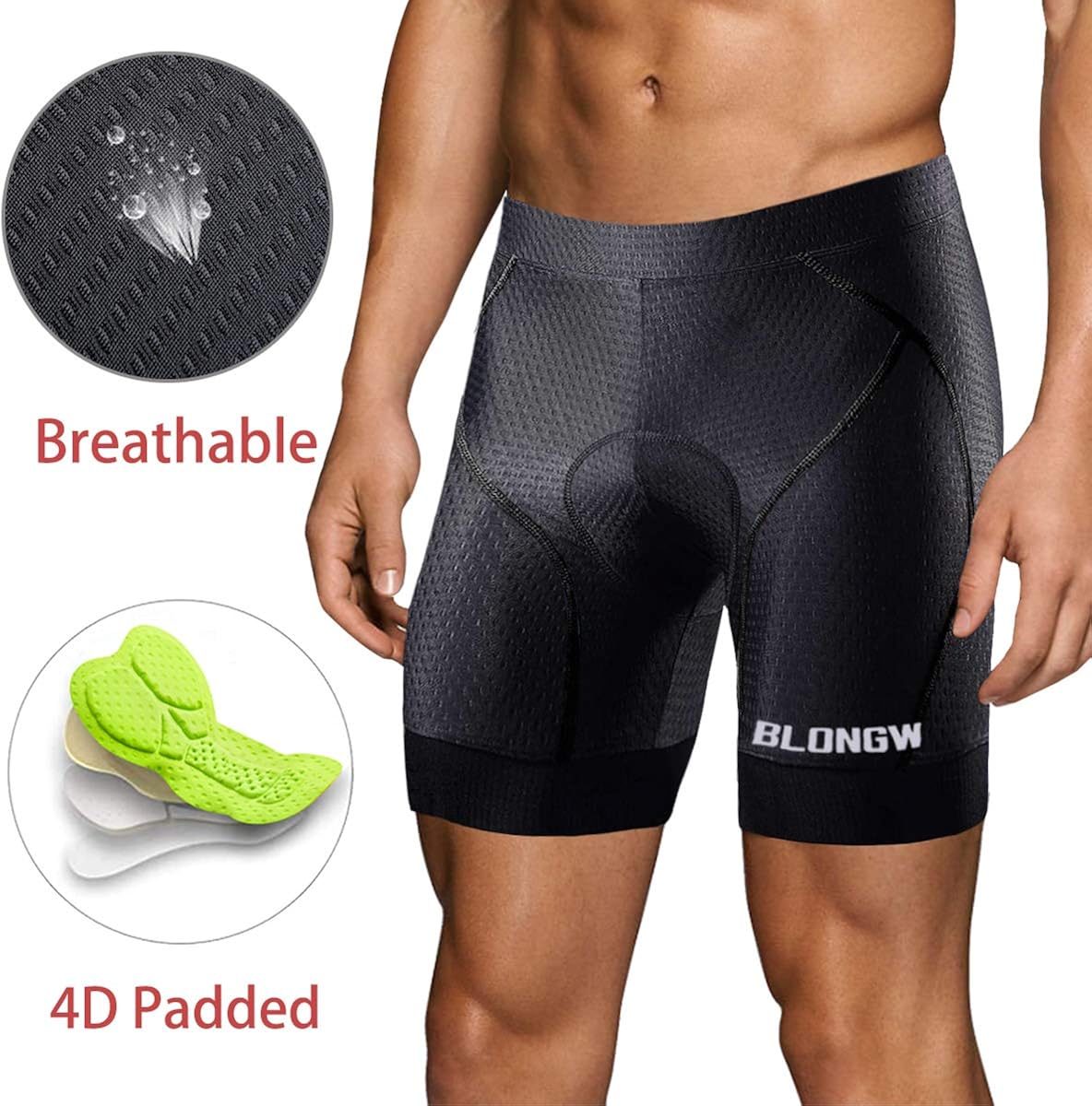 Men's Cycling Shorts 4D Padded Bike Shorts Pants Bike Bicycle MTB Liner Shorts with Anti-Slip Leg Grips: Clothing
