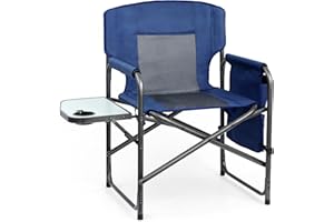 Yestomo Directors Chair, Camping Chairs for Adults, Heavy Duty Side Table, Lawn Chairs with Side Pockets Carry Straps
