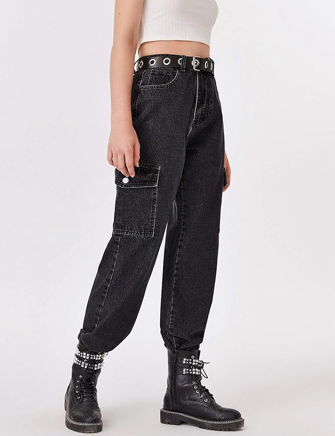 flap pocket side baggy jeans