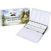 Mr. Pen- Empty Watercolor Paint Palette Tin, Metal Case with 28 Half Pans | Compact Portable &amp; Refillable Travel Watercolor Palette Tin for Acrylic Painting, Gouache &amp; Travel Painting