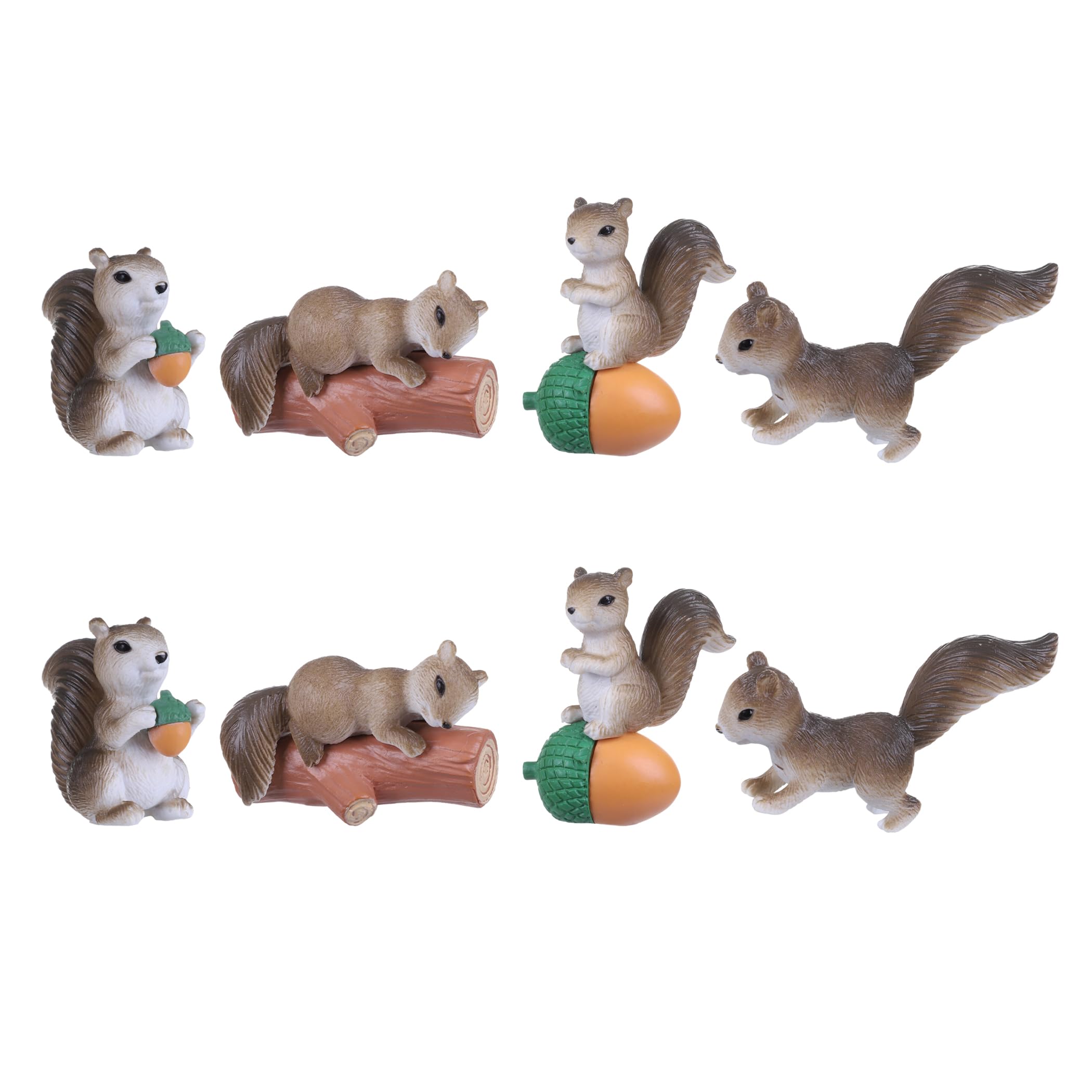 Vagocom 8Pcs Miniature Squirrel Figurines,Tiny Animal Figures Decorate for Fairy Garden,Pot,Office Desk,Bookshelf and Bedside Decoration