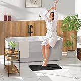 HITSLAM Shower Mat Non Slip 60 x 40 cm Loofah Drain Quick Drying Black view 8