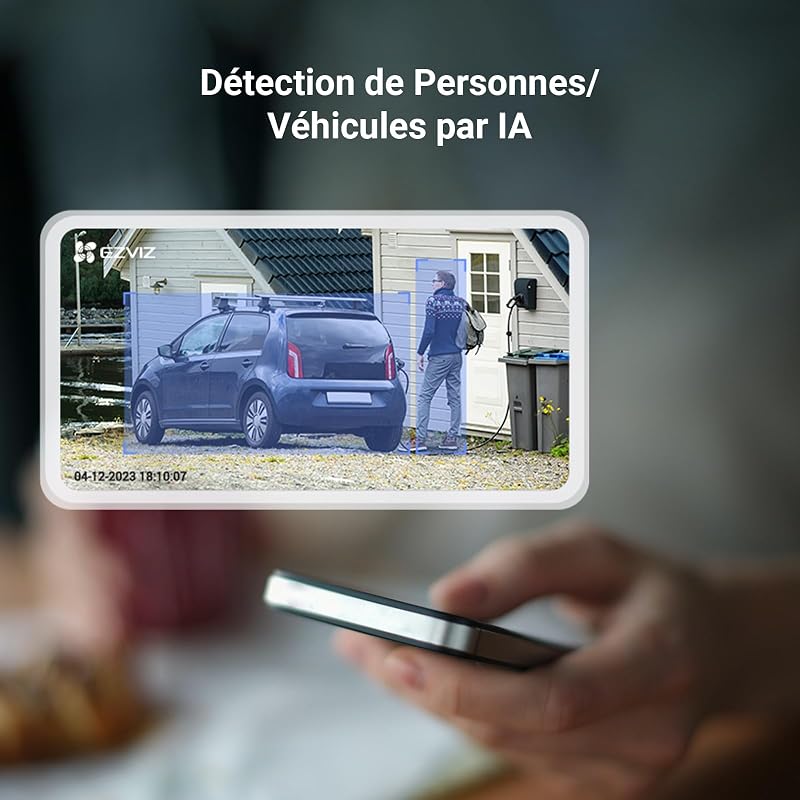CB3 4G Caméra Surveillance Extérieure sans Fil avec Batteries Rechargeable, 2K AOV, Détection de Forme Humain/Véhicule, Vision Nocturne Couleur, Audio Bidirectionnel, Défense Active, IP66