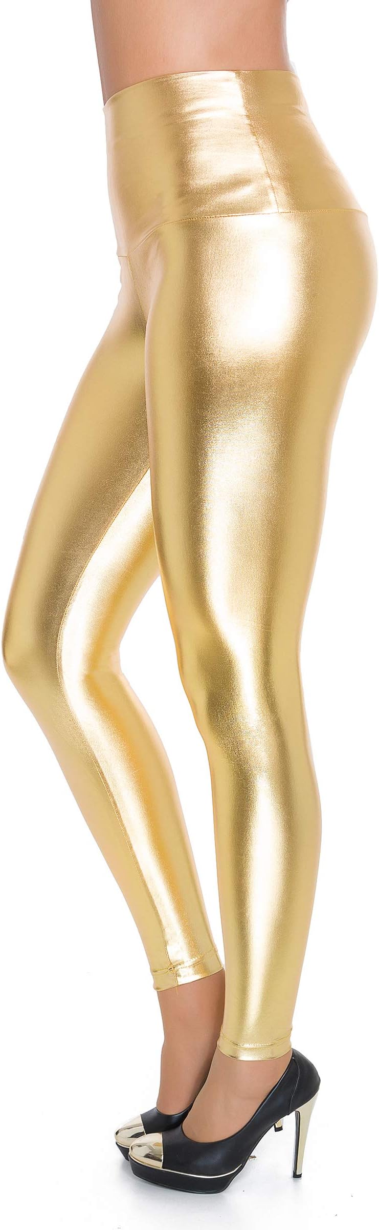 FUTURO FASHIONSexy Shiny Latex Wet Look Full Length Leggings High Waist Imitation Leather
