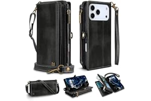 QIXIU for iPhone 17 Pro Max Wallet Phone Case with 8 Card Holder,RFID Blocking | PU Leather | Kickstand | Flip | Wrist Strap&Shoulder Strap | Shockproof | Zipper Wallet | Women Men | 6.9" | Black