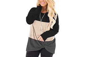 DOLNINE Womens Plus Size Knotted Tops Long Sleeve Tee Shirts Loose Casual Blouse