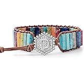 HZDK 7 Chakra Bracelets for Women beaded bracelets for women Leather Wrap Healing Bead Bracelet Women Boho Friendship Jewelry