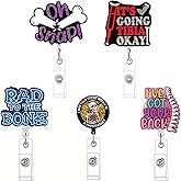 elephtree 5Pcs Nurse Badge Reels Retractable Badge Holders with Alligator Clip Skeleton Letter Patterns Cute Radiology Badge Reel ID Cards Holder RN Nurse Doctor Gifts Accessories (Orthopaedics)