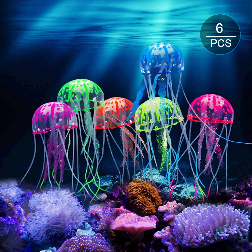 6 Pcs Glowing Jellyfish Decoration Artificial Floating Jellyfish