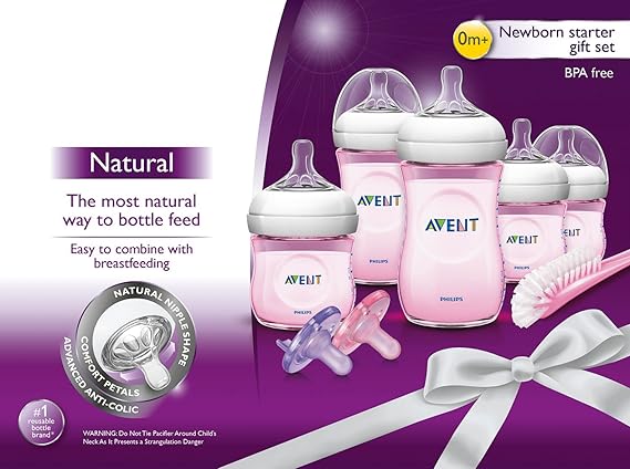 philips avent natural baby bottle pink gift set