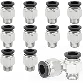HARSKIYER 12 Pcs 3/8" x 1/4" NPT Push Connect Fittings, Straight Pneumatic | Nickel-Plated Copper Body, Corrosion And Rust Resistant, 360&deg; Rotatable Ring, Pre-Coated Threads, Fits PU PA PE PVC Hose