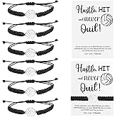 AIOMOB 12 Sets Sports Bracelets Gifts Adjustable Woven Bracelets with Inspirational Cards Volleyball Basketball Football Soccer Tennis Softball Gift for Spots Team Players Party Favors bulk