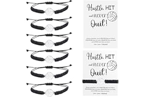 AIOMOB 12 Sets Sports Bracelets Gifts Adjustable Woven Bracelets with Inspirational Cards Volleyball Basketball Football Soccer Tennis Softball Gift for Spots Team Players Party Favors bulk