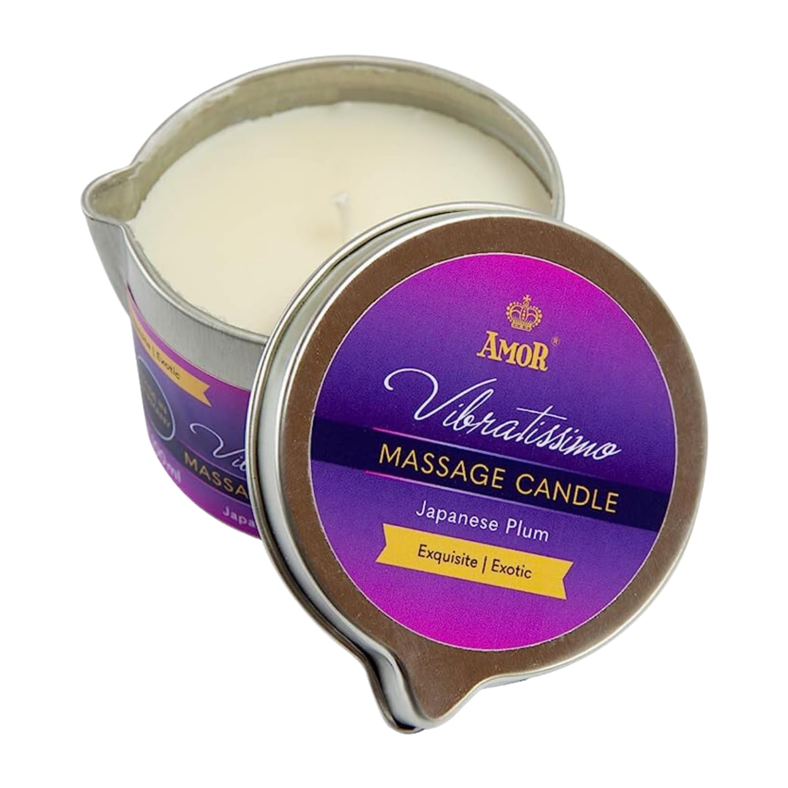 VIBRATISSIMO Massage Candle Japanese Plum 50ml I Candle with Plum Scent I Candle Relaxation I Made of Natural raw Materials & with Coconut Oil I Suitable for Sensitive Skin I Massage Candle