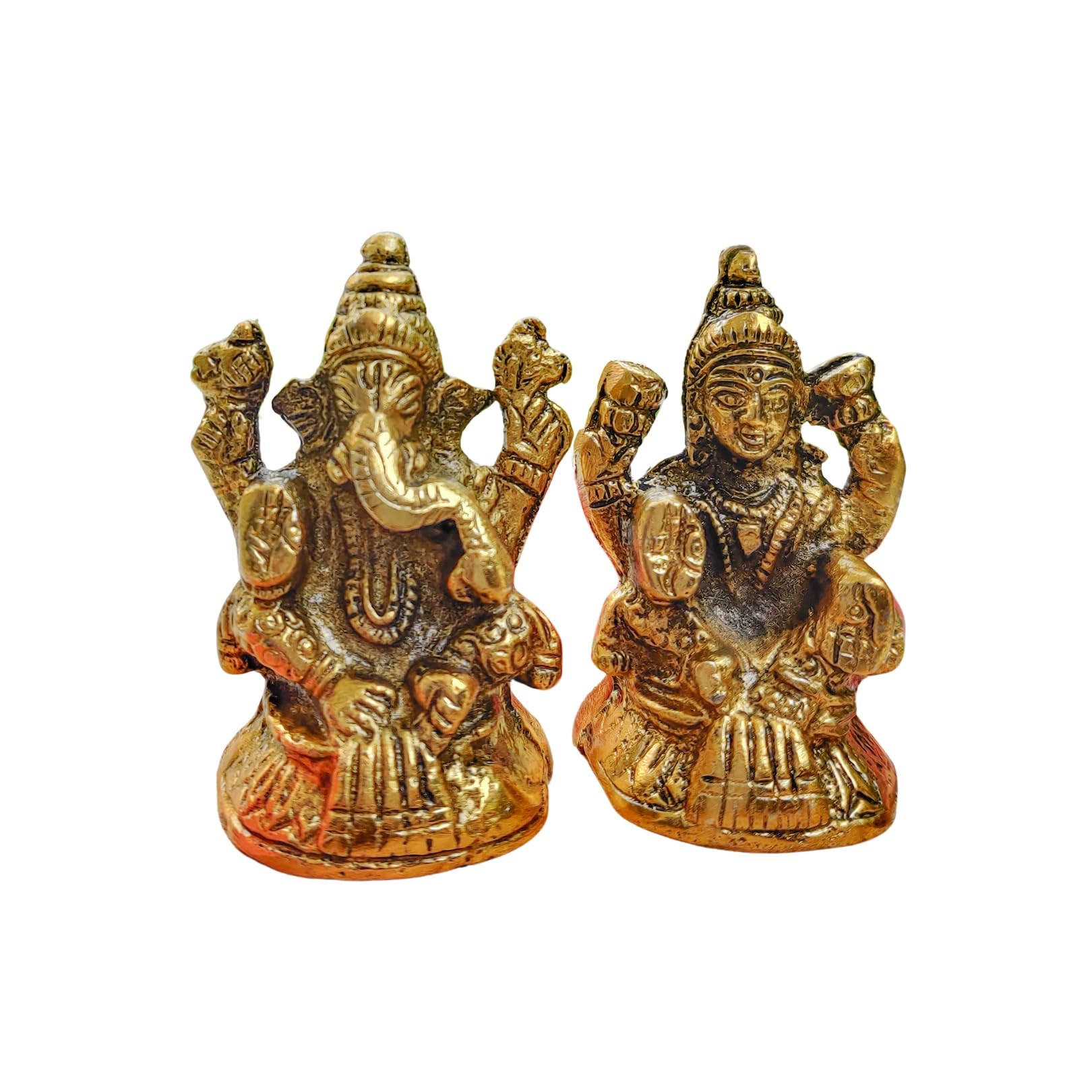 Wonder Care Lakshmi Ganesh Decorations for Home & Office | Metal Laxmi Ganesh Statue for Diwali & Puja | Idol for Car | Home Decor & Return Gift