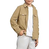 blibean Boy Corduroy Long Sleeve Shirt Shacket with Pockets Size 6-15 Years Old