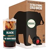 Wandering Bear Straight Black Organic Cold Brew Coffee On Tap | Extra strong, bold, smooth, no sugar added, shelf-stable, ready to drink &amp; vegan, 100% organic, 1 gallon iced coffee