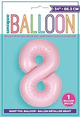 Unique Giant Foil Number 8 Balloon 86 cm Matte Baby Pink view 2