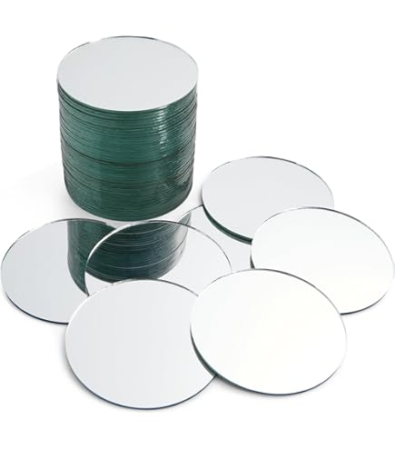 CleverDelights 2" Round Glass Tiles - 5 Pack - Clear Flat 2 Inch Circle Tiles - View #7