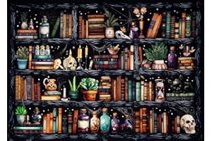 WEMEON Bookshelf Paint by Numbers for Adults - Gothic Themed Adult Paint by Number Kits with Brushes Acrylic Paints, Relaxing Stress Relief Hobby for Beginners, Teens, Artists, 16"x20" Canvas