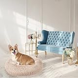 Enjamoy Plush Donut Dog Bed Calming Round Pet Bed 70cm Brown view 6