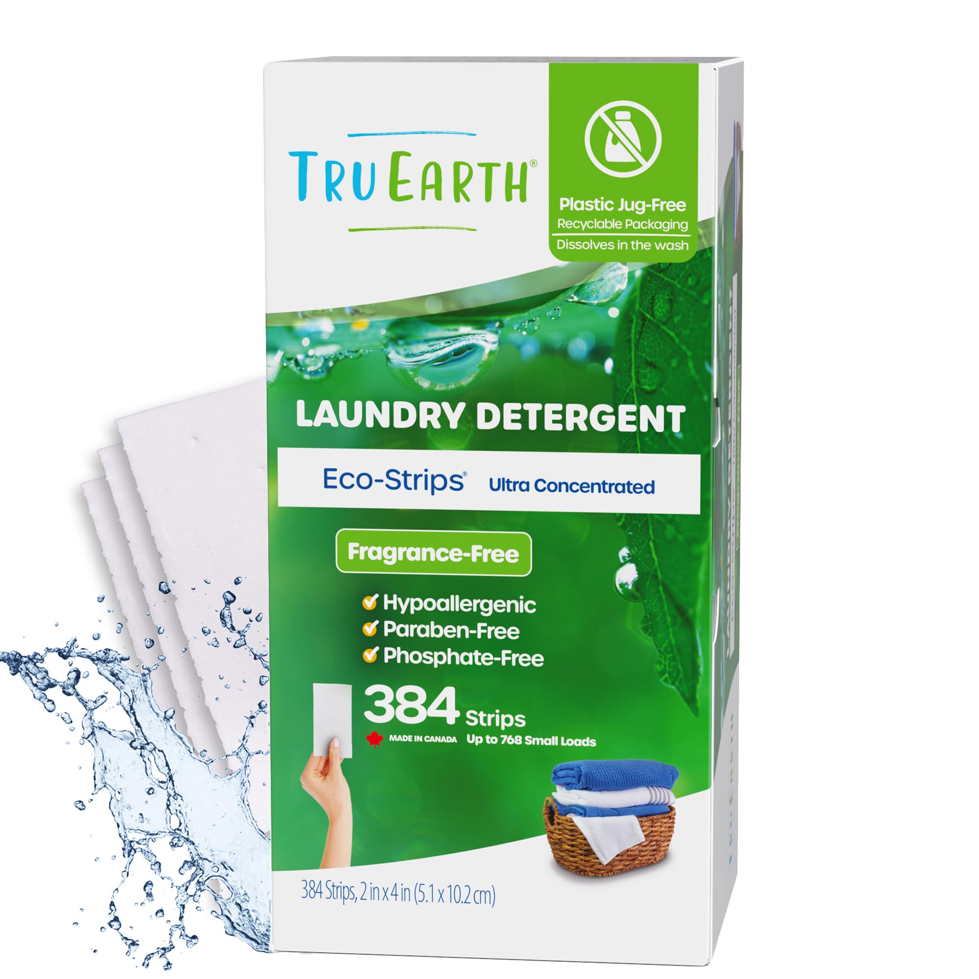 Photo 1 of Tru Earth Compact Dry Laundry Detergent Sheets, Unscented -  - Paraben-Free - Original Eco-Strip Liquidless Detergent, Travel Sheets, Bulk