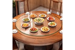 AYHARYLH Glass Lazy Susan Turntable Dining Table 80 Cm (30 Inch) Tempered Glass Lazy Susan Swivel Large Tabletop Serving Plat