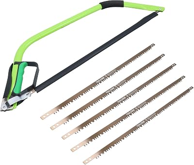 AB Tools 24” Heavy Duty Bow Saw with 6 Blades Finger Guard Comfort Grip