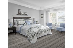 The Lakeside Collection 3-Pc. F/Q Floral Quilt Set-Blue