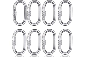 ADALT LION Climbing Carabiner Clips, Large Carabiner Heavy Duty, 25KN Locking Carabiners ASTM F1774-20 Certified for Rigging, Ropes, Hammocks, Camping, O Shaped 4.3 Inch, Silver.