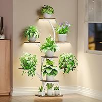 Plant Stand Indoor with Grow Lights, 6 Tiered Plant Shelf Indoor, 50" Corner Plant Stands for Indoor Plants, Lighted Tree-Sha