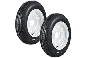 GarveeTech 4.80-12 480-12 480X12 Trailer Tire and Wheel Assembly, Heavy-Duty Load Range C 6PR, 5 Lug White Modular Wheel, 12 Inch Tires for Utility/Boat/Camper Trailers, Set of 2